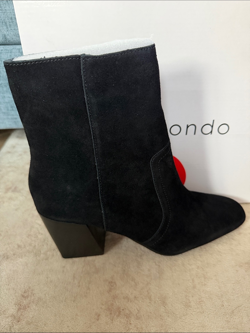 Blondo Sadie Black Suede Block Heel Bootie